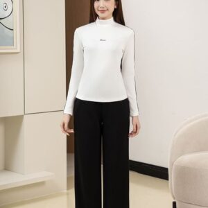 Áo giữ nhiệt nữ cổ cao thêu logo giữa ngực